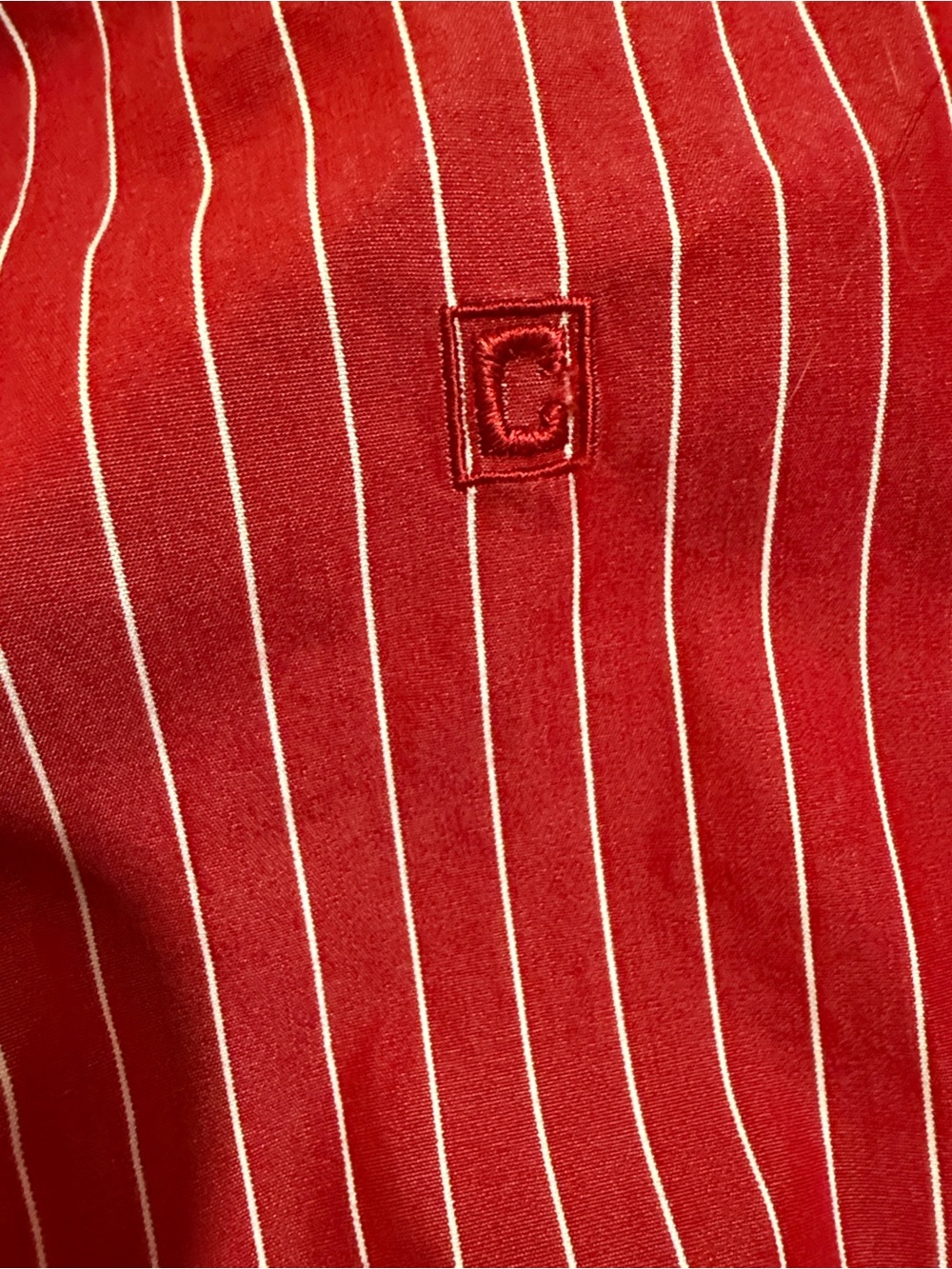 Chaps Red with White Pinstripe Cotton Shirt - Picture 3 of 6